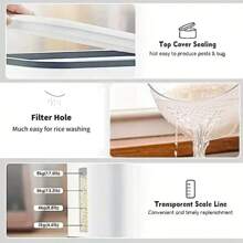 1 Set Rice Dispenser, 22-25 Lbs Rice Container With Measuring Cup, Upgraded Built-In Fresh Box, Cereal Dispenser Storage With Lids For Home Kitchen Pantry Rice Soybean Corn