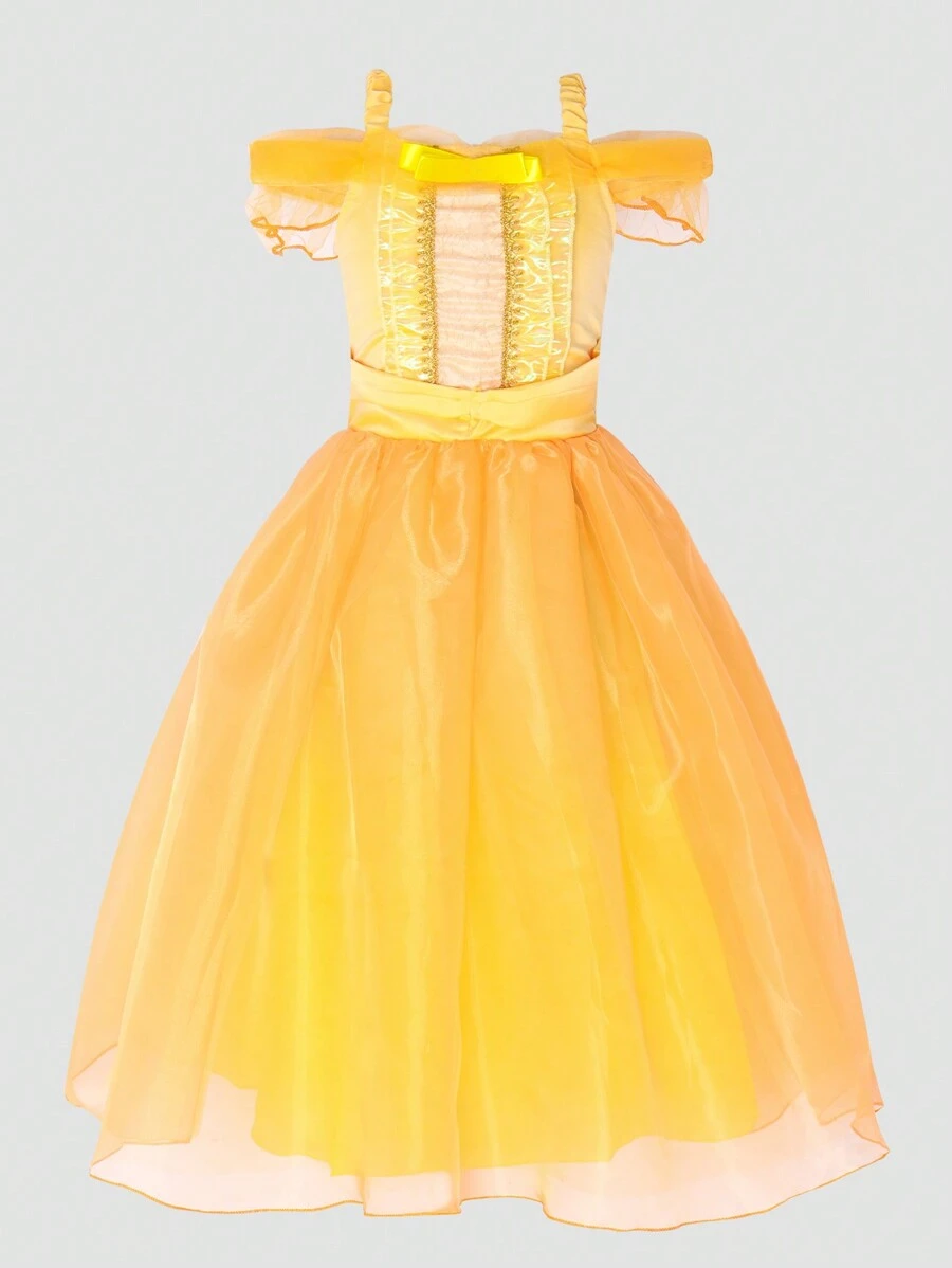 Kids' Yellow Tulle Dress, Formal Dress - Yellow - View 1
