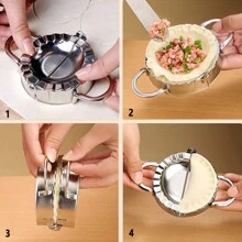 1pc Stainless Steel Dumpling Maker, Dumpling Skin Cutter, Kitchen Handmade Dumpling Wrapping Tool, Meat Filled Cake Roller, Dough Cutter And Shaping Tool, Kitchen Baking Assistant, For Making Dumplings And Pastries