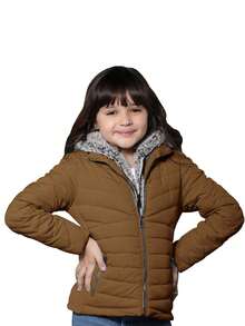 Girl's Plush Lined Jacket And Detachable Fleece Bib And Hat - Camel - View 3