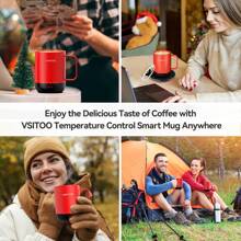 Vsitoo S3pro Temperature Control Smart Mug 2 With Lid, Self Heating Coffee Mug 14 Oz, 90 Min Battery Life - APP & Manual Controlled Heated Coffee Mug - Improved Design - Gifts For Coffee Lovers,Fathers Day Gifts - 紅色 - 查看 4