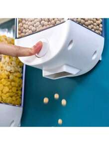 Dispensador de contenedores de cereales de pared para almacenamiento de alimentos, recipientes herméticos de plástico, dispensador de avena,Cereal Contenedor Alimentos Multiusos Cocina Despachador De Semillas - Negro - Ver 7