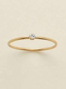 1件装 12月生日石款式 简约时尚 女士14K不锈钢戒指（提示：由于生产批次不同，可能存在一些色差） - 金黃色 - 查看 44