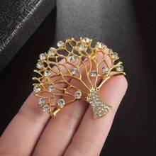 鑲有水晶的擺設銅錢樹胸針,誇張氣氛,個性化時尚配飾 - 生命樹發財樹胸針 - 查看 1