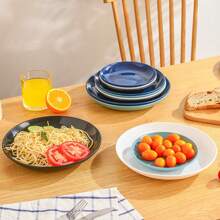 1pc Black Reusable, Unbreakable Plastic Food Plate, Lightweight Camping Dish, Various Color Microwave Safe Plate, Kitchen Dishwasher Safe (3 Sizes) - Black - View 8