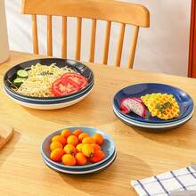 1pc Black Reusable, Unbreakable Plastic Food Plate, Lightweight Camping Dish, Various Color Microwave Safe Plate, Kitchen Dishwasher Safe (3 Sizes) - Black - View 10