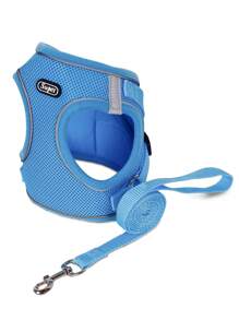 Supet Reflective And Easy-To-Wear Pet Harness Set For Small Dogs, Including A Leash, Suitable For Indoor And Outdoor Use - Blue - View 6