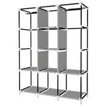 Closet Organizador de Ropa, Closet Organizador de Ropa Armario Minimalista, Bolsa de Almacenamiento de Ropa de Gran Capacidad,Armable y PortáTil, para Ropa Organizador Ropero Plegable Colgar - Gris - Ver 5