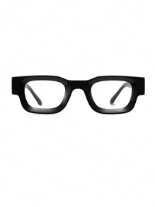 1 件装男士时尚复古风格厚框黑色眼镜透明眼镜，适合日常佩戴 - 黑色 - 查看 4