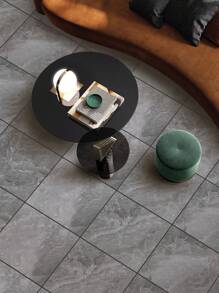 SUPSTICKER 4/12/24 miếng dán sàn thương mại bằng đá cẩm thạch xám đậm tự dính mờ chống mài mòn chống thấm nước giả gạch dán tường gạch lát sàn gạch lát sàn tự dính gạch lát sàn bóc ra trang trí phòng khách trang trí phòng trang trí nhà bếp - Màu xám đen - Xem 2