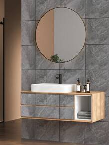 SUPSTICKER 4/12/24 miếng dán sàn thương mại bằng đá cẩm thạch xám đậm tự dính mờ chống mài mòn chống thấm nước giả gạch dán tường gạch lát sàn gạch lát sàn tự dính gạch lát sàn bóc ra trang trí phòng khách trang trí phòng trang trí nhà bếp - Màu xám đen - Xem 8