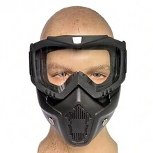 1 件裝黑色透明鏡片戶外哈雷摩托車騎乘護目鏡防風沙防紫外線全面罩 - 黑色 - 查看 10