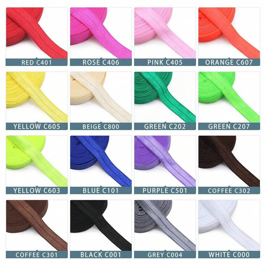 SEMINI 5 Yards/lot 5/8"15mm Elastic Ribbon Solid FOE Fold Over Elastics Spandex Satin Band Lace Sewing Trim DIY Pick color - 5 Yards - View 1