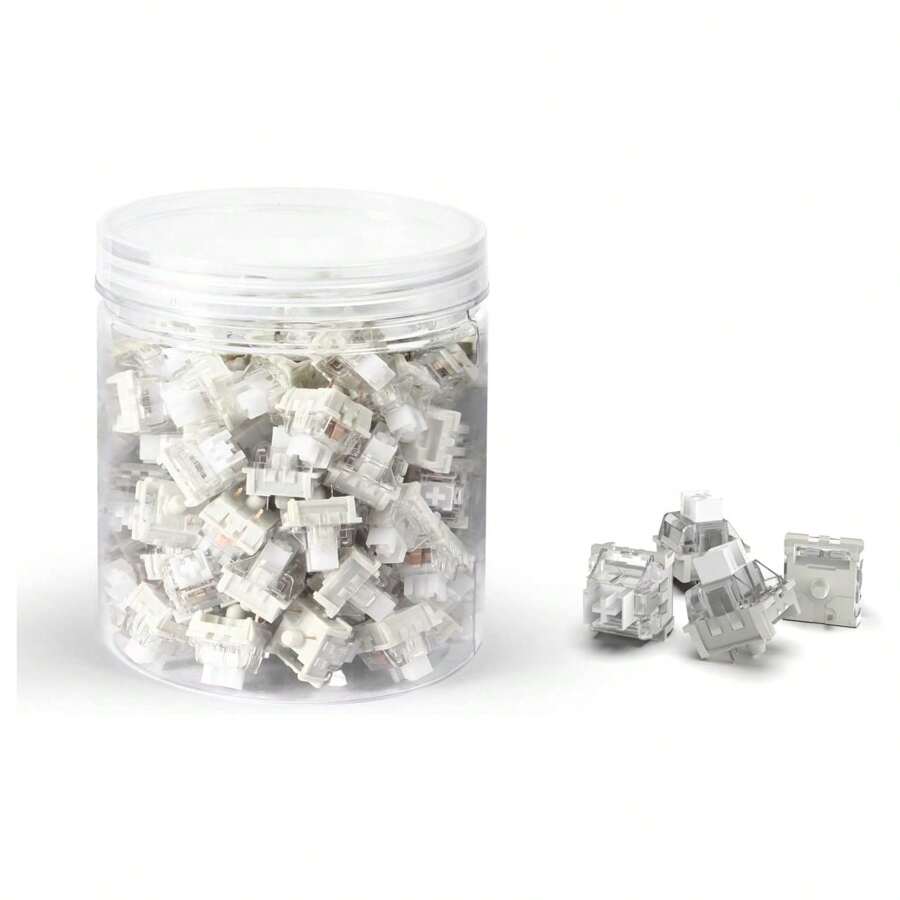 MAGIC-REFINER X Creamy White Switches For Mechanical Keyboard DIY, 42gf Linear Keyswitch 3 Pins, Factory Pre Lubed With POM Stem Compatible With MX Mechanical Keyboard Switch Set - White - View 1