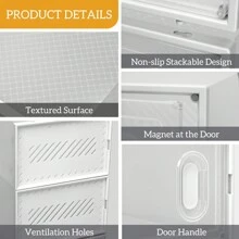 ITopRoad Shoe Storage Boxes 6 Pack Clear Plastic Stackable - White