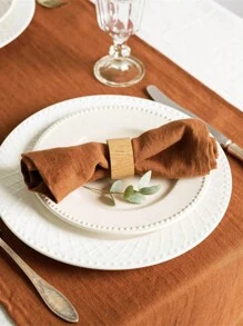 6pcs Retro Style Orange Simple Skin-Friendly Absorbent Table Napkins, Suitable For Hotel, Restaurant, Home, Party, Festival Decoration(Placemats, Cup Mats) - Orange - View 3