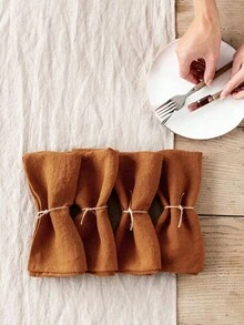 6pcs Retro Style Orange Simple Skin-Friendly Absorbent Table Napkins, Suitable For Hotel, Restaurant, Home, Party, Festival Decoration(Placemats, Cup Mats) - Orange - View 6