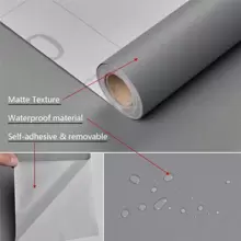 1 Roll Of Thickened Frosted Gray Self-Adhesive Wallpaper PVC Waterproof Moisture-Proof Oil-Proof High Temperature Resistant Peel And Stick Sticker For Bedroom Living Room Hotel Restaurant Dormitory Background Wall Home Decoration Wall Sticker