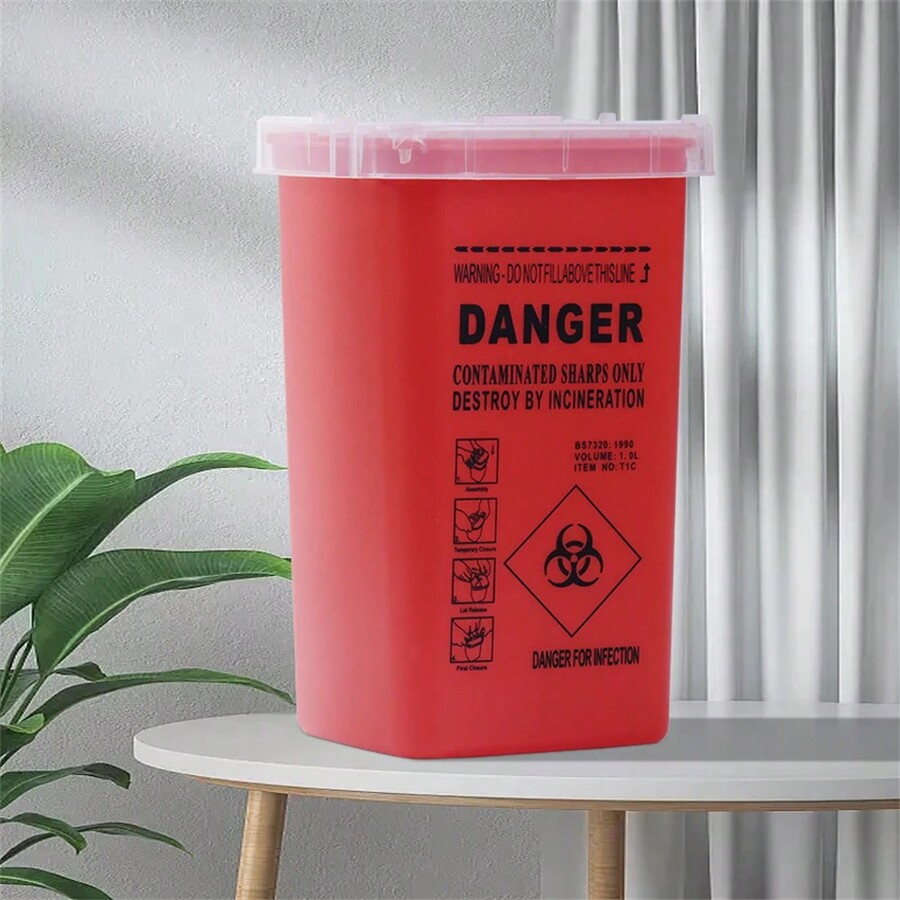1l Sharps Collector Container For Disposable Tattoo Needles, Eyebrow