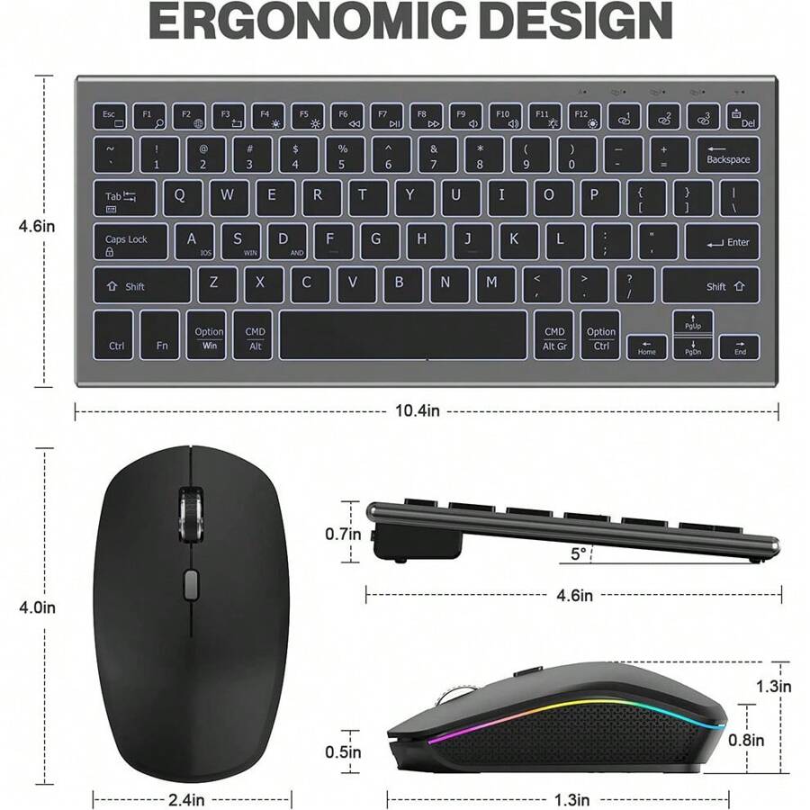 Wireless Keyboard Mouse Combo Ultra Slim Backlit Wireless Keyboard and
