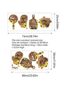 1入組創意向日葵和英式花卉廚房貼紙,廚房牆面裝飾 - 彩色 - 查看 6