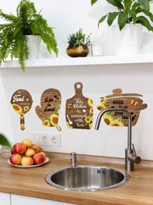 1入組創意向日葵和英式花卉廚房貼紙,廚房牆面裝飾 - 彩色 - 查看 4