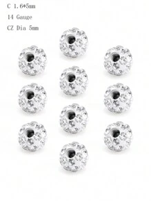 CIZME 10 cái/bộ Thép y tế Thay thế Những quả bóng Đối với Đồ trang sức Xuyên ( Bụng , Lưỡi , Núm vú , Công nghiệp ) 5mm - Bạc - Xem 11