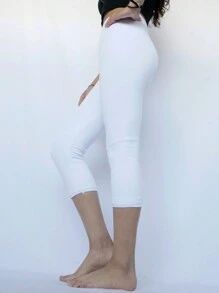Pantalones cortos de mujer unitalla licra estilo Capri - Blanco - Ver 3