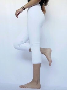 Pantalones cortos de mujer unitalla licra estilo Capri - Blanco - Ver 4