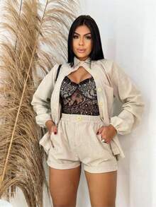 Women Two-piece Outfits - Apricot - View 2