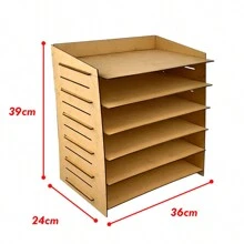 Organizer For Letter Size Sheets With 6 Shelves - Beige - View 2
