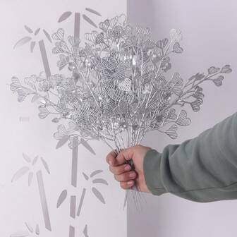 6/10 PCS Golden/Sliver Leaves Room Decoration, Aesthetic Room Decor, Garden Decor, Home Decoration, House Decor, Real Touch Arrangement, Scene Decor, Home Decor, Wedding Decor, Holiday Decor, Party Decor, Thanksgiving Celebration Decor