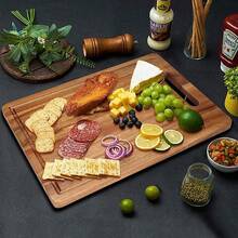 1塊切菜板,帶有滴水槽的砧板,廚房小工具,廚房用品及配件,居家廚房餐具,木質廚房切菜板,解凍型切菜板,新家居必備物品