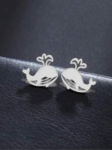 1 Paar Edelstahl-ohrstecker In Tier-, Schneeflocken-, Stern-, Mond- Und Herzform Für Damen, Niedlicher Miniatur-ohrschmuck, Geburtstags- Und Weihnachtsgeschenk