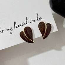 2 件裝酒紅色誇張大琥珀耳環帶 S925 銀針女式 - 款式5 - 查看 4