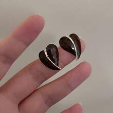 2 件裝酒紅色誇張大琥珀耳環帶 S925 銀針女式 - 款式5 - 查看 1