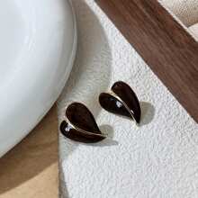 2 件裝酒紅色誇張大琥珀耳環帶 S925 銀針女式 - 款式5 - 查看 5