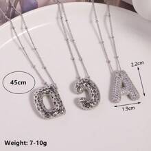 1 PC Silver Color A-Z Balloons Initial Letter Cubic  Pendant Necklace Chunky Personalized Alphabet Necklace For Women Jewelry - Antique Silver - View 3