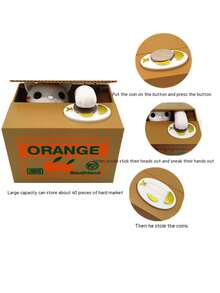 1 件創意趣味新奇塑膠存錢罐卡通動物小貓偷錢減壓存錢罐電動存錢筒室內桌面裝飾品生日禮物 - 彩色 - 查看 7