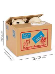 1 件創意趣味新奇塑膠存錢罐卡通動物小貓偷錢減壓存錢罐電動存錢筒室內桌面裝飾品生日禮物 - 彩色 - 查看 3