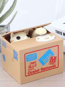 1 件創意趣味新奇塑膠存錢罐卡通動物小貓偷錢減壓存錢罐電動存錢筒室內桌面裝飾品生日禮物 - 彩色 - 查看 5