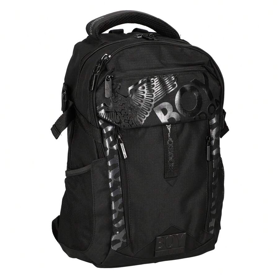 BOY LONDON Backpack Mochila Urbana Escolar para Laptop 11" con Estampado - Negro - Ver 1