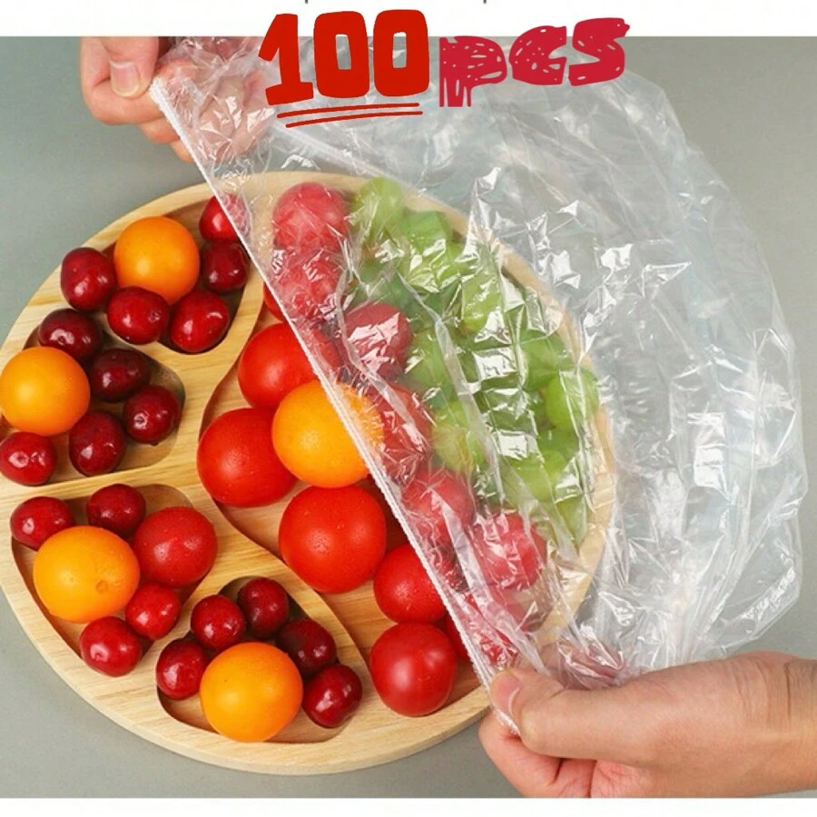 100pcs Disposable Food Storage Bags With Elastic Seal - 100pcs/paq - View 1