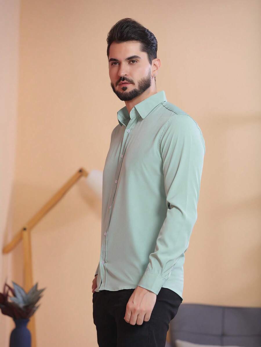 Men Shirts - Olive Green - View 1