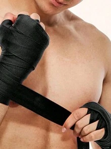 2 pcs BLACK BANDAGES, PREMIUM SHOCK ABSORBING HANDS: Perfect for karate, sparring, and fitness! - Black - View 2