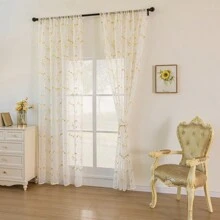 1 件全点箔透明窗帘薄纱 - 白色 - 查看 3