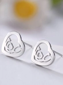 1 Paar Edelstahl-ohrstecker In Tier-, Schneeflocken-, Stern-, Mond- Und Herzform Für Damen, Niedlicher Miniatur-ohrschmuck, Geburtstags- Und Weihnachtsgeschenk
