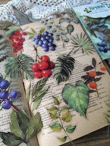 20pcs/1pack Vintage Plants Flower Decorative PET Leaves Stickers Retro Diy Handbook Material Scrapbooking Label Diary Journal Planner - Multicolor - View 5