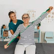 瑜伽拉伸帶物理治療運動用,10個環狀瑜伽拉伸帶,不彈性拉伸帶,針對普拉提運動,女性和男性皆適用,並含運動手冊 - 綠色 - 查看 2