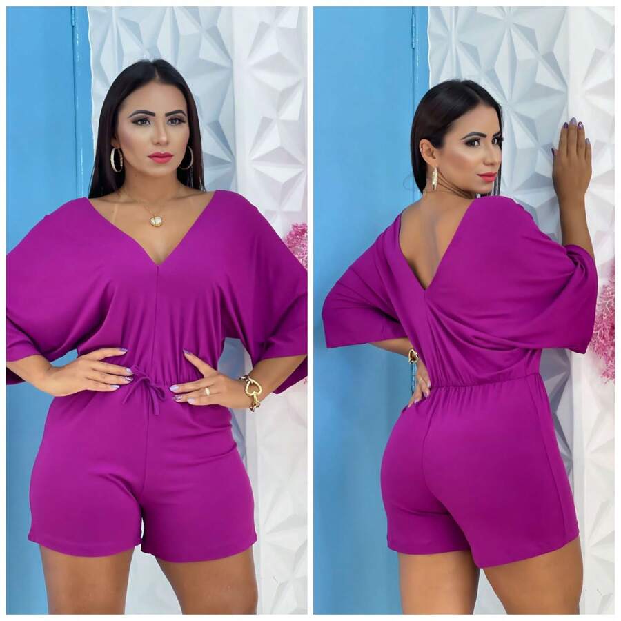 Women Jumpsuits - 玫瑰紅 - 查看 1